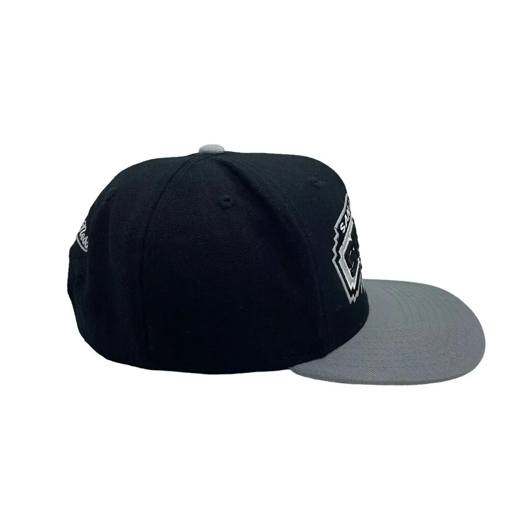 San Antonio Spurs Logo Side Logoman Snapback Hat Mitchell & Ness NBA GUV EUC - Picture 5 of 8